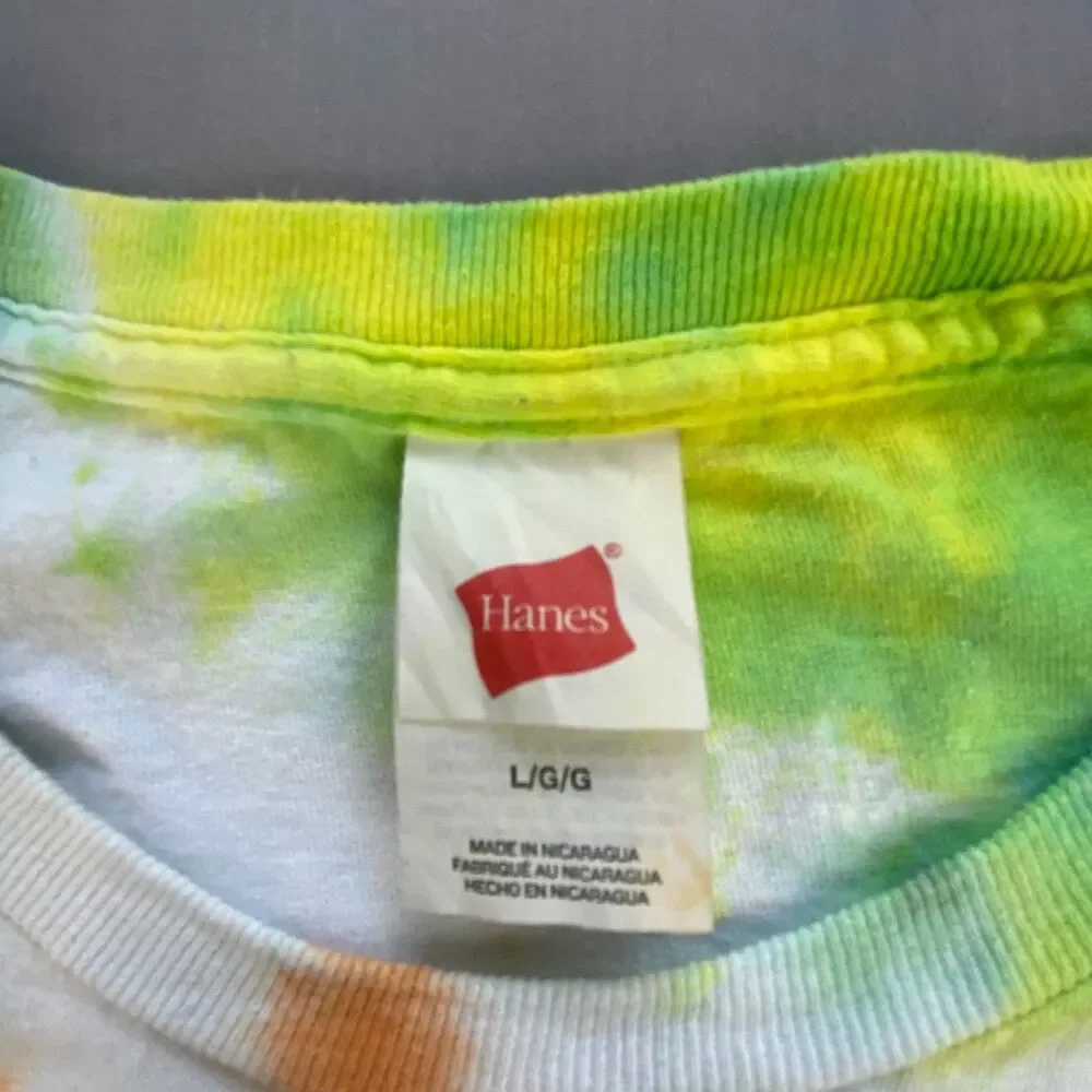 Hanes Mens Tie Dye T Shirt Spiral Multicolor Short Sleeve Crew Neck Size Large